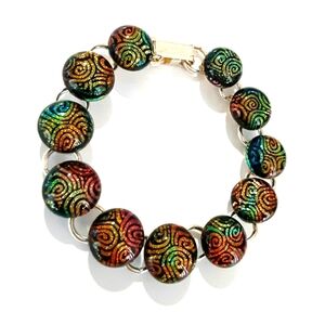 6 1/2" - 7" Dichroic Fused Glass Link Bracelet